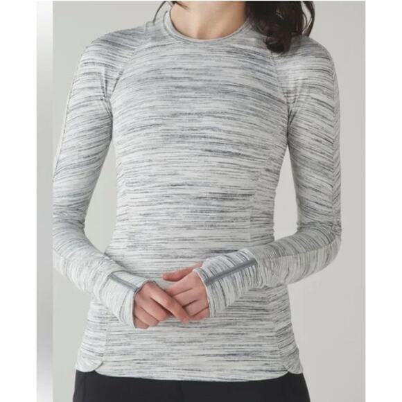 Lululemon Runderful Long Sleeve Space Dye Camo White Silver Spoon Size Small - Picture 3 of 8